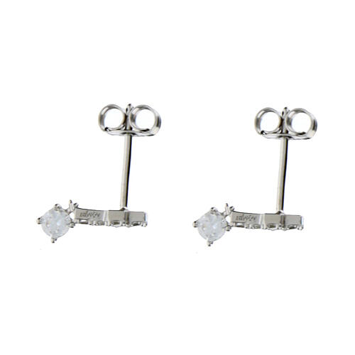 Amen earrings with cross and white rhinestone, rhodium-plated 925 silver 2