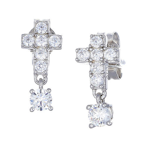 Orecchini argento 925 con zirconi bianchi Amen finitura rodio 1