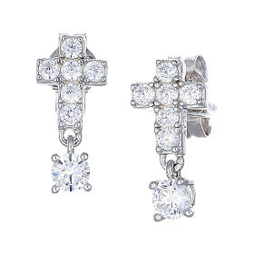 925 silver earrings with white zircons Amen rhodium finish