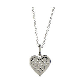 Amen necklace with rhodium-plated heart, white rhinestones and 925 silver