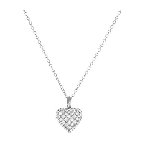 Amen necklace with rhodium-plated heart, white rhinestones and 925 silver 1
