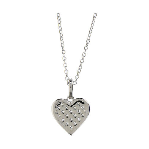 Amen necklace with rhodium-plated heart, white rhinestones and 925 silver 2