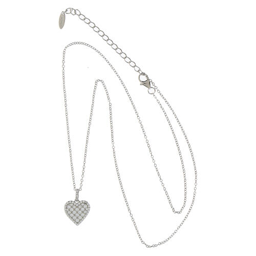 Amen necklace with rhodium-plated heart, white rhinestones and 925 silver 3