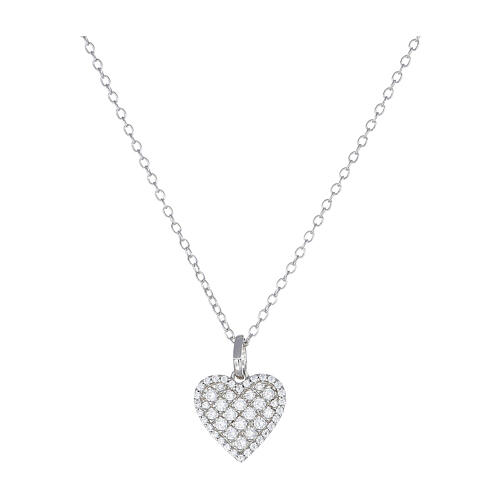 Heart necklace in 925 silver white zircons rhodium finish Amen 1