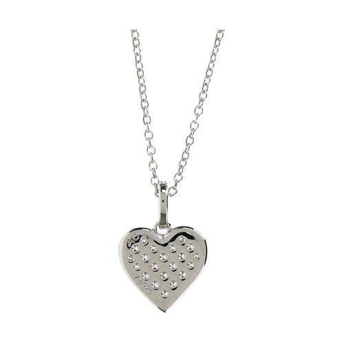 Heart necklace in 925 silver white zircons rhodium finish Amen 2