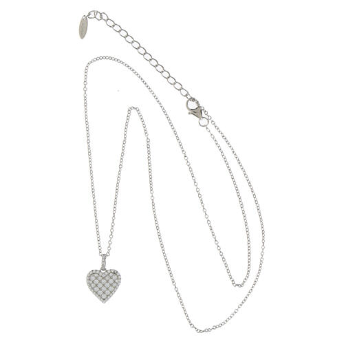 Heart necklace in 925 silver white zircons rhodium finish Amen 3