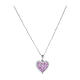 Amen necklace with rhodium-plated heart, white and pink rhinestones and 925 silver s1