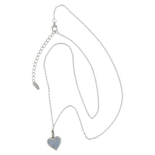 Collana arg 925 zirconi cuore Amen finitura rodio azzurro 3