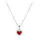 Amen necklace with red enamelled heart, rhodium-plated 925 silver and white rhinestones s1