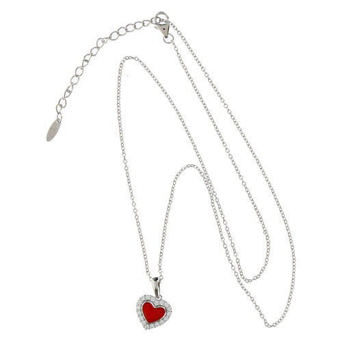 Collar plata 925 esmalte rojo Amen zircones blancos rodiado 3