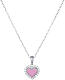 Amen necklace with pink enamelled heart, rhodium-plated 925 silver and white rhinestones s1