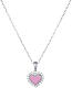 Pink enamel heart necklace 925 sterling silver Amen with white zircons s1