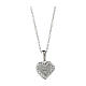 Pink enamel heart necklace 925 sterling silver Amen with white zircons s2