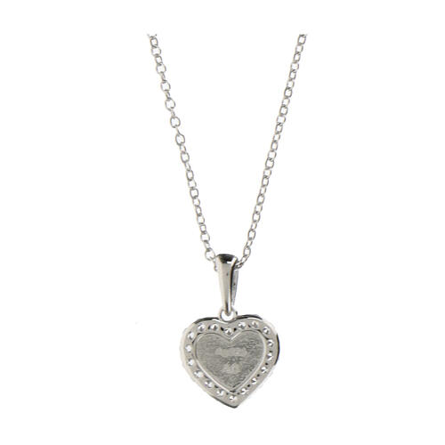 Amen necklace with light blue enamelled heart, rhodium-plated 925 silver and white rhinestones 2