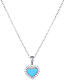 Amen necklace with light blue enamelled heart, rhodium-plated 925 silver and white rhinestones s1