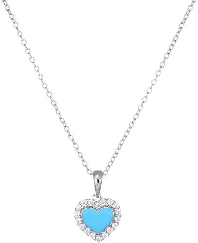 Collar de plata 925 corazón esmalte azul y zircones blancos Amen 1