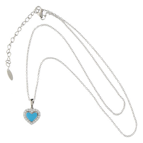 Collier argent 925 émail bleu ciel Amen zircons blancs fin. rhodiée 3