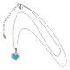 Heart necklace in 925 sterling silver, blue enamel and white zircons Amen s3