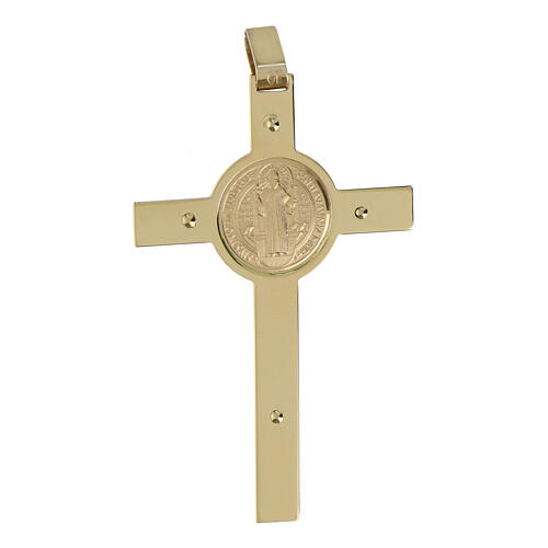 Croce San Benedetto iscrizione INRI pendente oro 14 KT 3