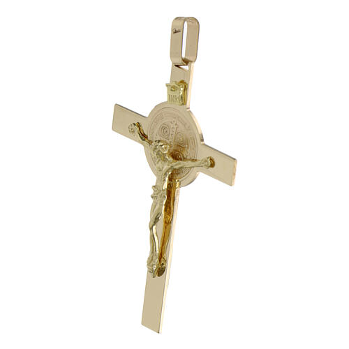 Saint Benedict cross with INRI inscription 14 KT gold pendant 2