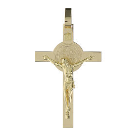 Anhänger Kreuz des Heiligen Benedikt INRI aus 14 KT Gold