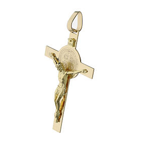 Anhänger Kreuz des Heiligen Benedikt INRI aus 14 KT Gold