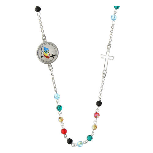 Choker necklace of 2025 Jubilee, crystals and 925 silver enamelled logo 1