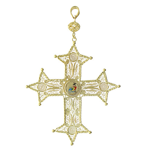 Pectoral cross of the 2025 Jubilee, gold plated silver filigree and enamels 1