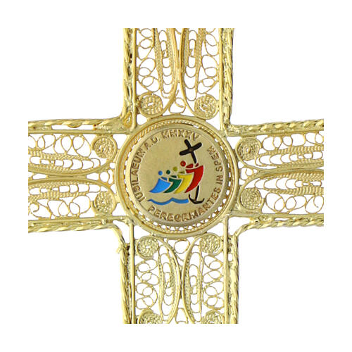 Pectoral cross of the 2025 Jubilee, gold plated silver filigree and enamels 2