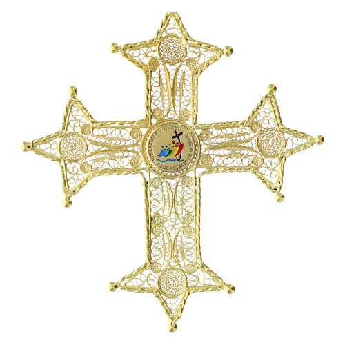 Pectoral cross of the 2025 Jubilee, gold plated silver filigree and enamels 3