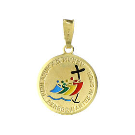 Medalik Jubileusz 2025 emaliowany, srebro 925 pozłacane, 16 mm