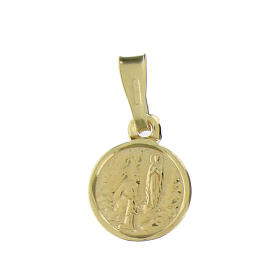 Medalla Virgen Lourdes Bernadette plata 925 dorada 10 mm