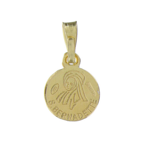 Medaglia Madonna Lourdes Bernadette argento 925 dorato 10 mm 2