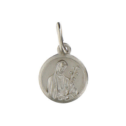 Medalha Santa Catarina de Siena prata 925 rodinada 10 mm 1