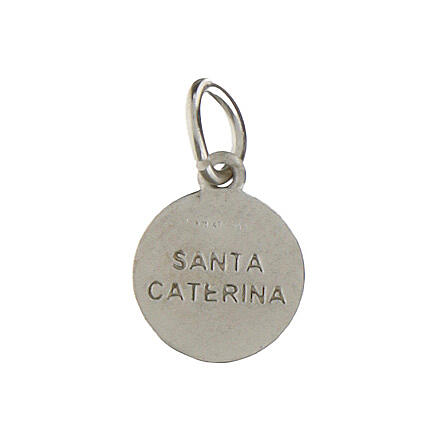 Medalha Santa Catarina de Siena prata 925 rodinada 10 mm 2