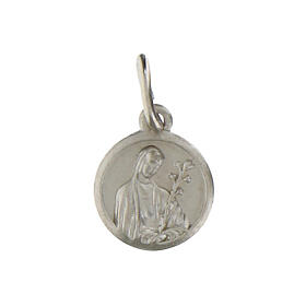 Saint Catherine of Siena medal rhodium-plated 925 silver 10 mm