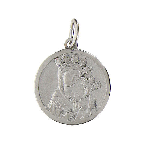 Round medal of Our Lady of the Vow, 0.55 in, rhodium-plated 925 silver 1