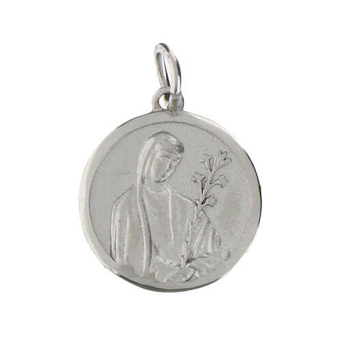 Medaglia Santa Caterina Siena argento 925 rodiato 12 mm 1