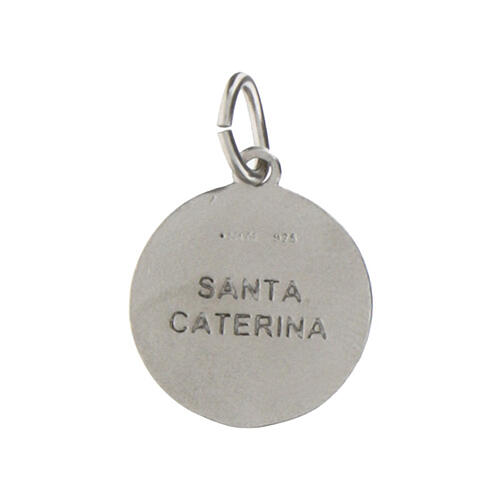 Médaille Sainte Catherine de Sienne 14 mm argent 925 rhodié 2