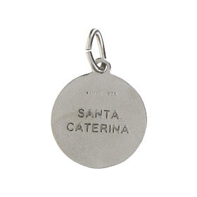 Medaglia Santa Caterina Siena 14 mm argento 925 rodiato
