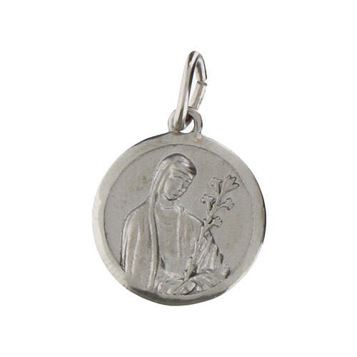 Medalha Santa Catarina Siena 14 mm prata 925 rodinada 1