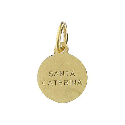 Médaille Sainte Catherine de Sienne 10 mm argent 925 doré 2