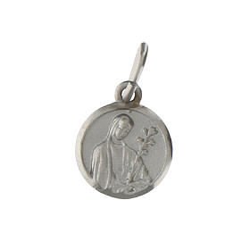 Medaglia Santa Caterina argento 925 rodiato 10 mm