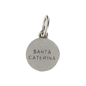 Medaglia Santa Caterina argento 925 rodiato 10 mm