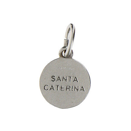 Medaglia Santa Caterina argento 925 rodiato 10 mm 2