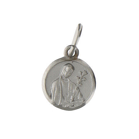 Saint Catherine medal in rhodium-plated 925 silver 10 mm 1