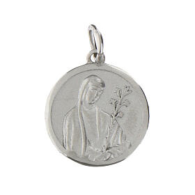 Round rhodium-plated silver Saint Catherine medal 16 mm