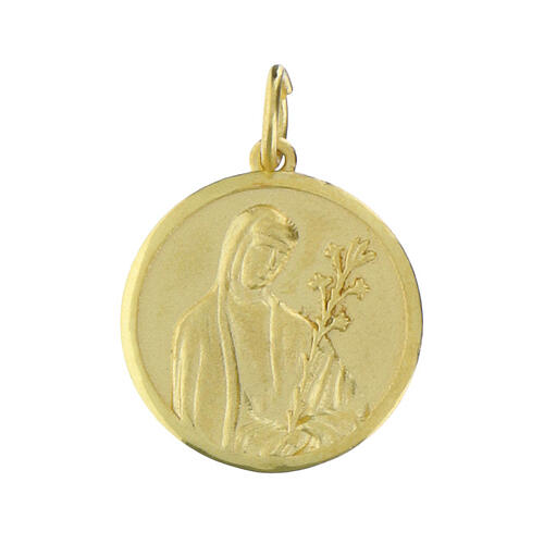 Medaglia dorata Santa Caterina 18 mm argento 925 1