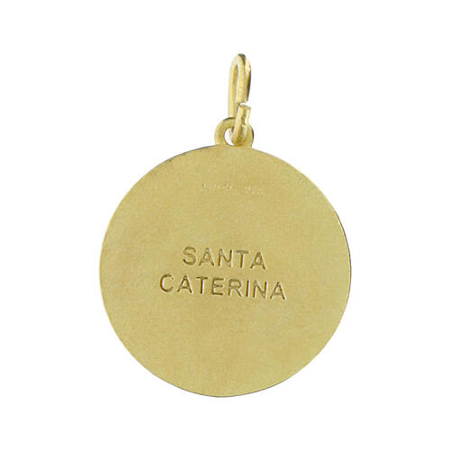 Saint Catherine golden medal 18 mm 925 silver 2