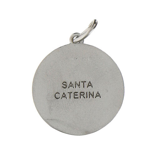 Medalla Santa Catalina de Siena 18 mm plata 925 rodiada 2